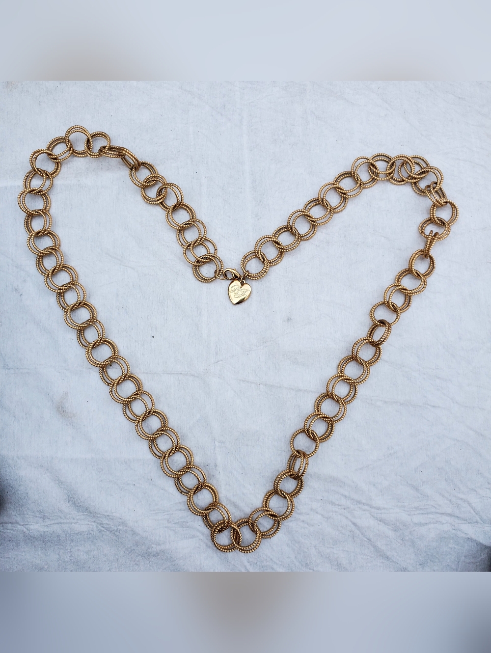 Betsey Johnson Gold-Tone Double Link Necklace with Heart Pendant